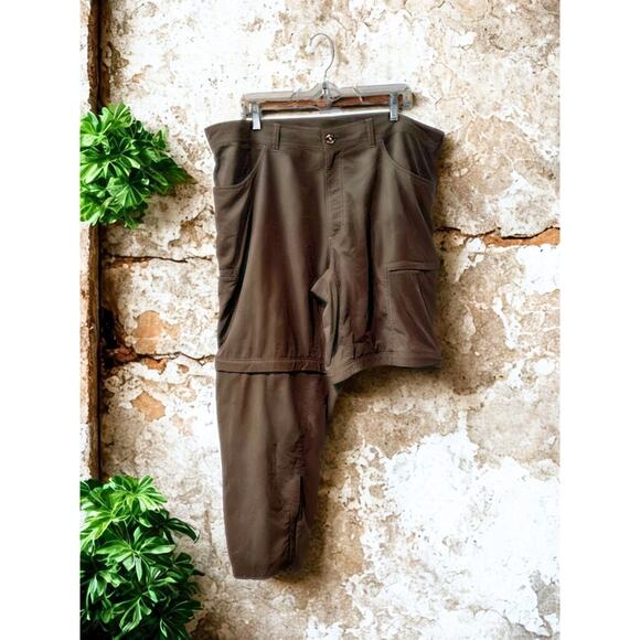 ExOfficio Insect Shield Convertible Hiking Pants Brown Green 40x30 Zip Off EUC - Picture 5 of 9
